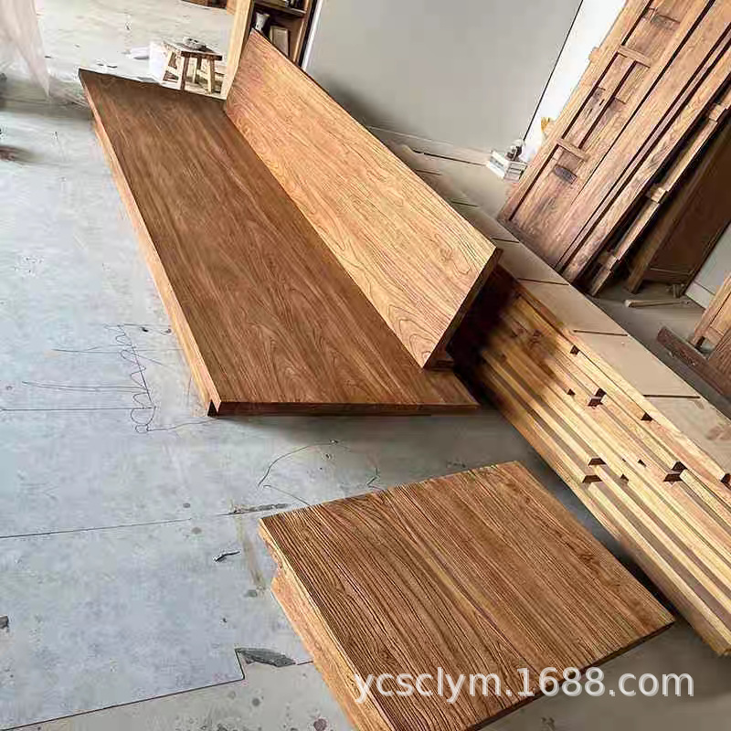 Quiet Wind Old Elm Straight Row Sofa Solid Wood Living Room Sofa Tatami Bed Mortise and Tenon Joint Floor Sofa Bed Homestay