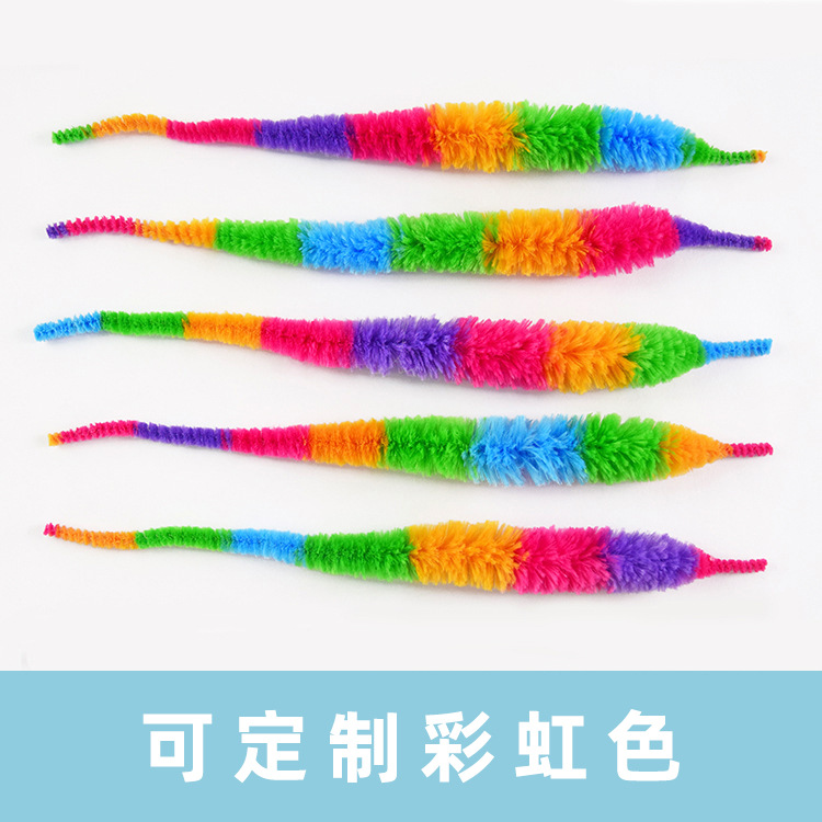 Factory Direct Delivery 22cm Caterpillar Naked Worm Seahorse Elf Worm Pet Toy Accessories Cat Tail Cat Teasing Stick Accessories