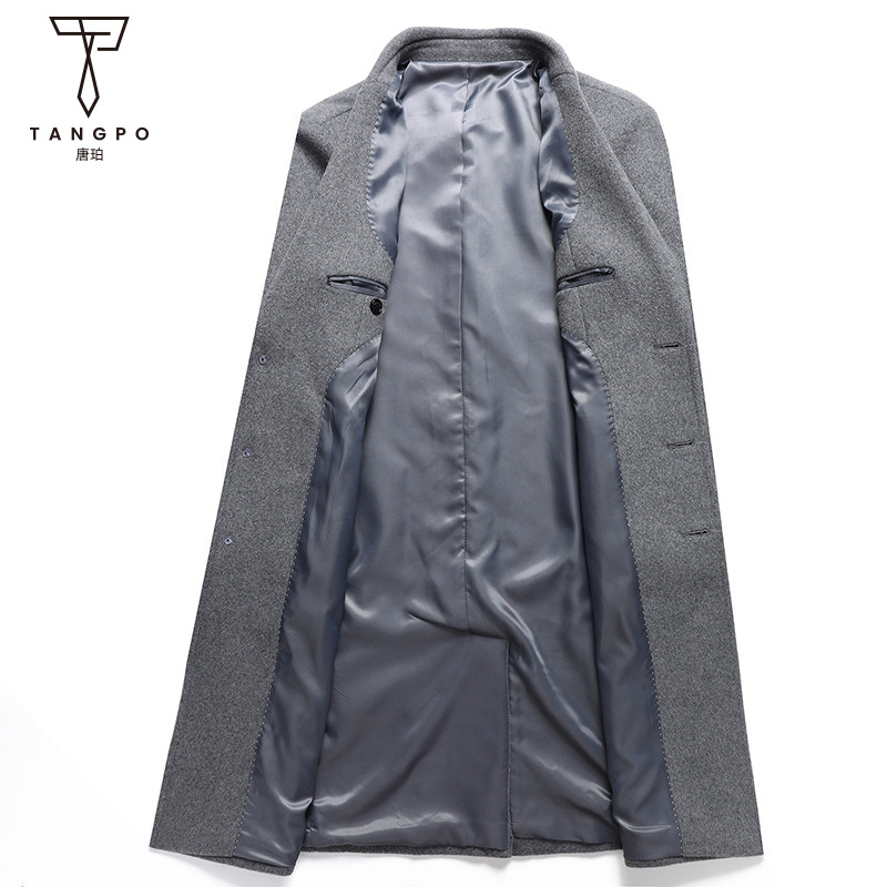 Autumn and Winter single-sided woolen overcoat men's long over-the-knee wool overcoat youth trendy coat windbreaker cashmere Woolen