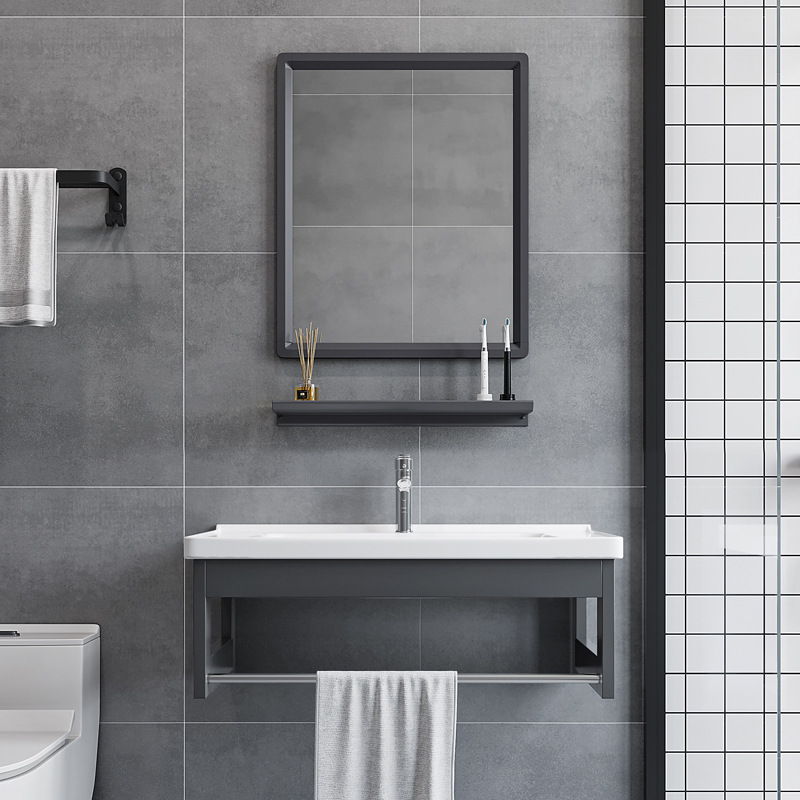 Space Aluminum Simple Bracket Basin Small Apartment Wall-mounted Wash Basin Bathroom Ceramic Basin Balcony Integrated Wash Table