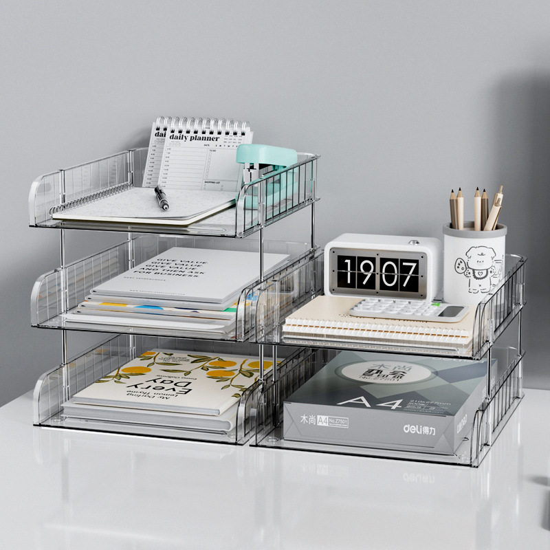 Special Transparent Visual File Rack Desktop Storage Cabinet File Storage Organizer Stationery Office A4 Paper Lazy Person