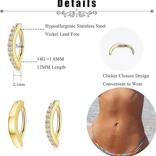 European and American navel ring suit simple classic puncture jewelry combination round inlaid zircon navel ring cross-border wholesale