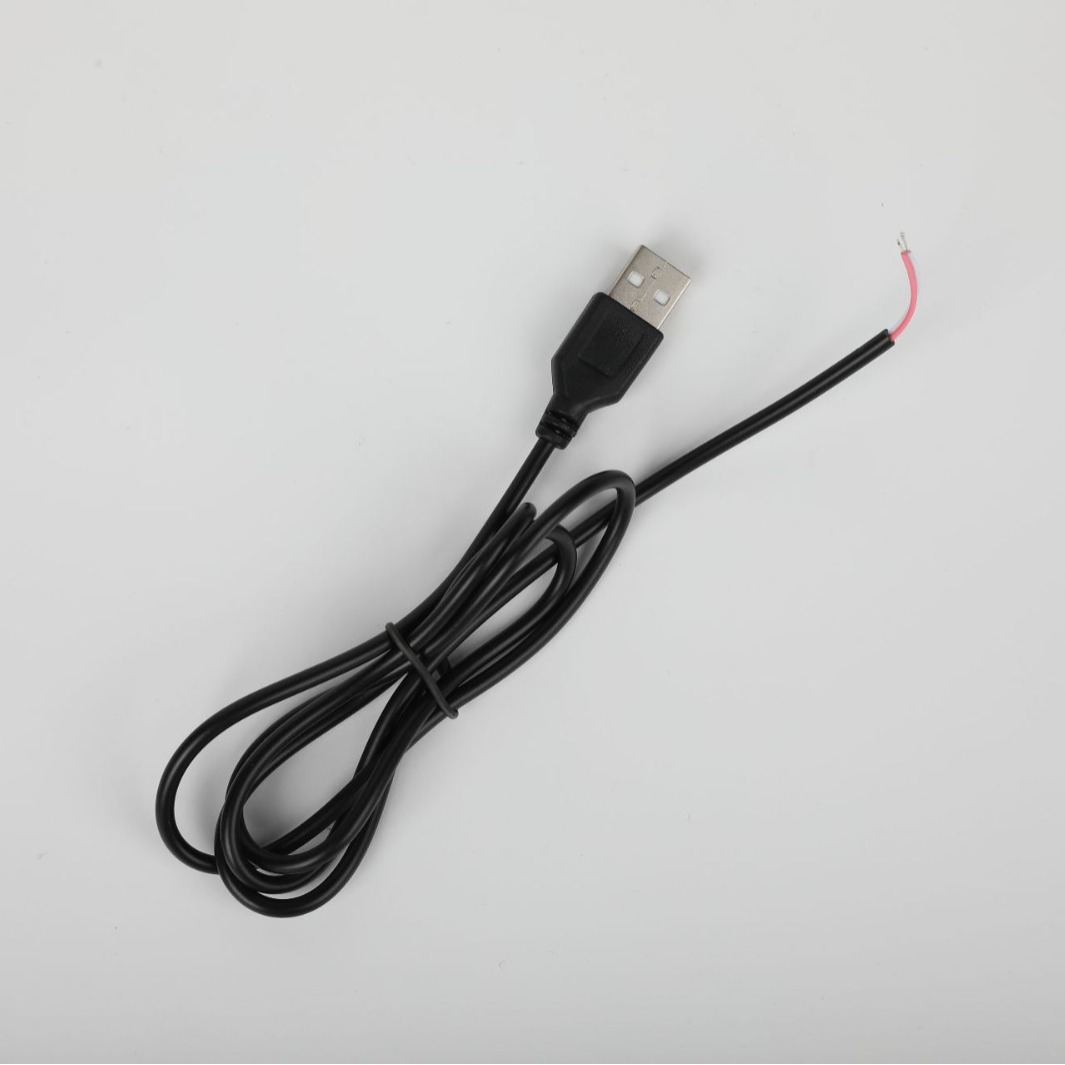 USB power cord 2-core charging cable USB single-head cable with male-head semi-finished hot tin tail power extension cable