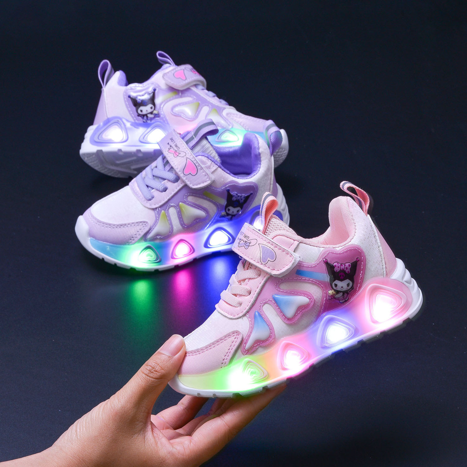 Spring and Autumn New Arrival Lights Children's sneaker 1-6 Years Old Fashion Running Shoes Foreign Trade Luminous Girls Baby Torre Shoes
