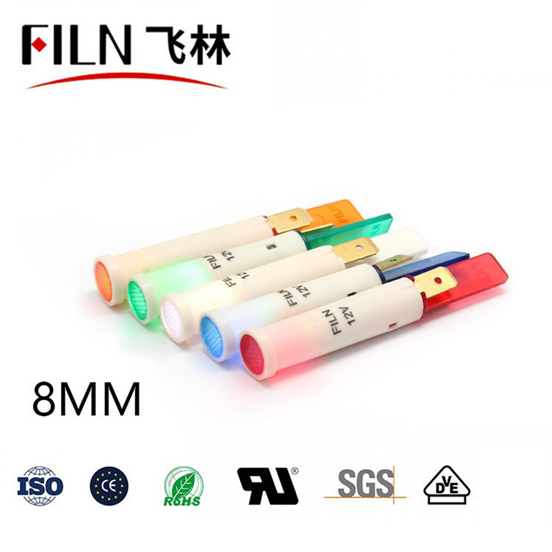 8mm plastic pin indicator LED snap-in 12V220V western kitchen equipment signal lamp (FL1P-8QJ-1)