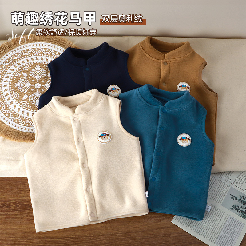 Детский жилет с двойным слоем велюра, утолщенный, верхняя одежда на весну и осень