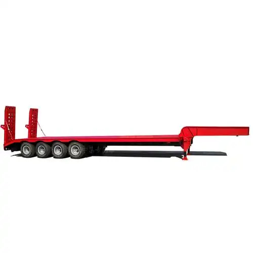 Lantong Direct Sales Low Flat-Panel Transport Semi-Trailer Transportation 13m Hook Machine Board Foldableing Ladder Excavator Load-Bearing Low Board