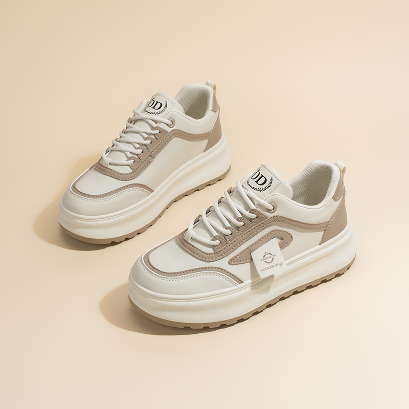 2025 Spring Women's Shoes New Breathable White Shoes Women's Ins Korean-style All-match Thick-soled Sports Casual Sneakers Trendy Shoes