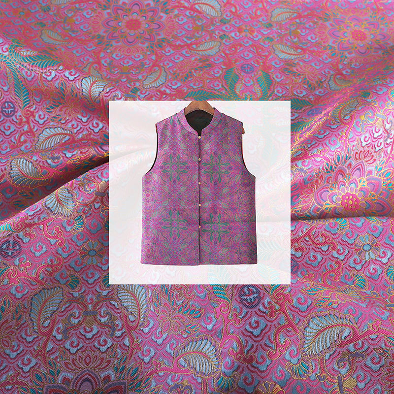"FS044 Color Lin Bao Xianghua" Song Brocade Jacquard Satin Fabric New Chinese Jacket Brocade Clothing Cloth