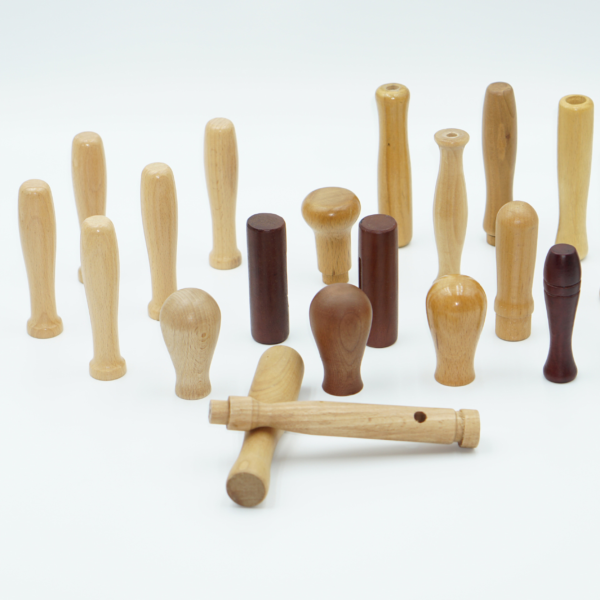 Manufacturer Supplies Wooden Handle Barbecue Skewer Handle Hardware Wooden Handle Tea Knife Accessories through Hole Wooden Handle Solid Wood