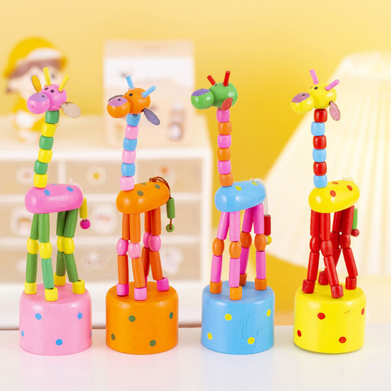 Dancing Giraffe/Kidsren's Cartoon Toys/Wooden Crafts/Nostalgic Joint Puppet