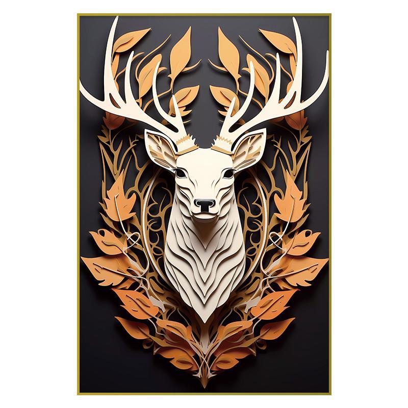 Crystal Porcelain Plexiglass Entrance Hall Decorative Painting Living Room Aluminum Alloy Frame Sofa Floor Painting Deer 80120