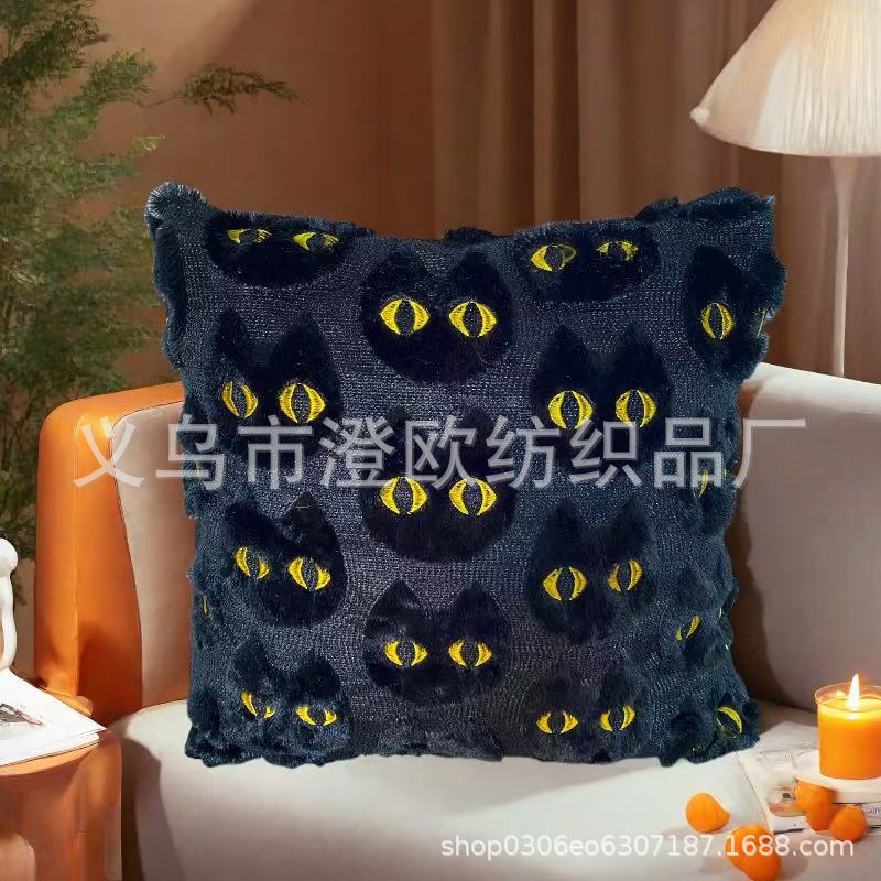 2025 New Halloween Ghost Pillow Cover Living Room Sofa Party Decorative Pillow Cross-Border New Bedroom Waist Pillow Cover