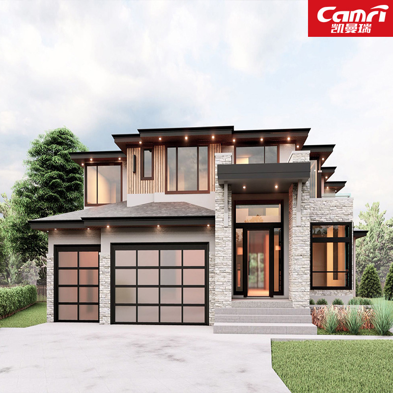 Aluminum Alloy Tempered Glass Flap Garage Door Car 4S Shop Perspective Lifting Door House Garage Electric Sliding Door