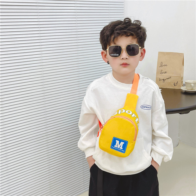 New children's chest bag wholesale Korean M letter printing boy bag kindergarten printable LOGO baby travel bag