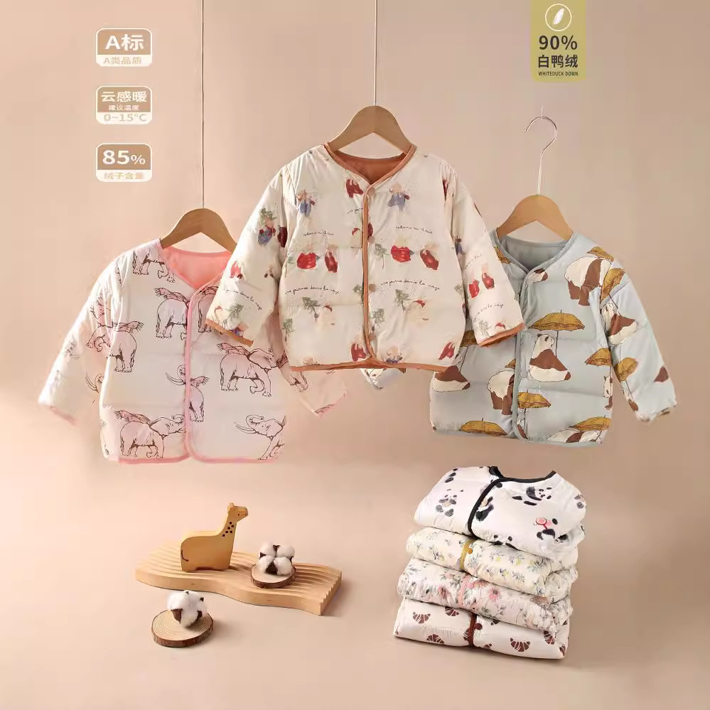 90 White Duck down Type a Infant and Toddler Winter Light down Jacket Long-Sleeved School Uniform with Kidsren's down Jacket Liner