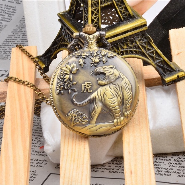 Wholesale Retro Flip Zodiac Large Pocket Watch Creative Men's and Women's Students Watch Large Dial Old People