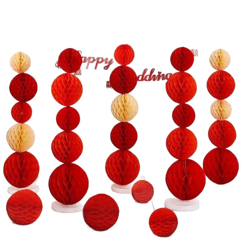 Honeycomb Ball Manufacturer Cross-Border Colorful Column Lantern Wedding Wedding Party Wedding Room Festive Holiday Background Pendant Batch