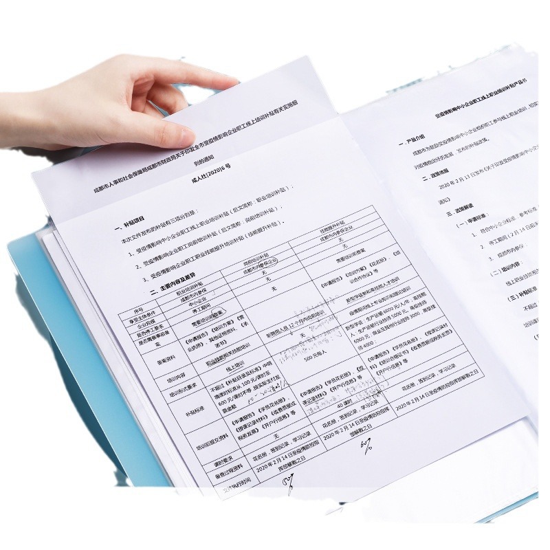 A4 Information Book Translucent File Bag Pp Multi-Layer Insert Page File Book Certificate Test Paper Storage Book Student Storage