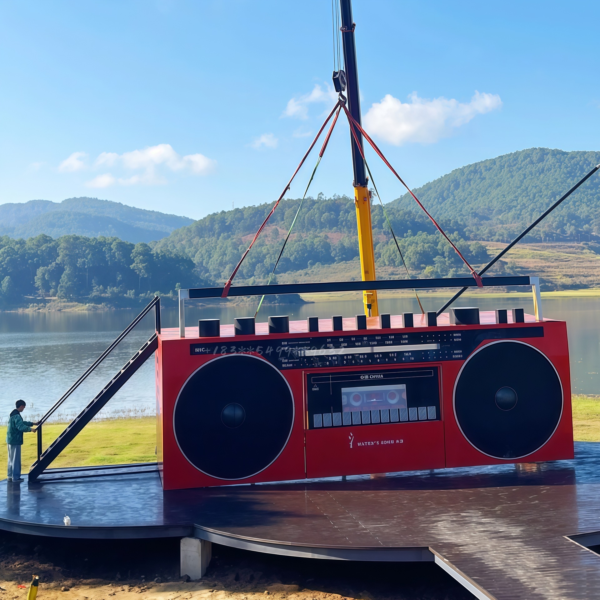 Large-scale retro tape recorder outdoor scenic spot net red clock cafe restaurant landscape sales shops catering shops