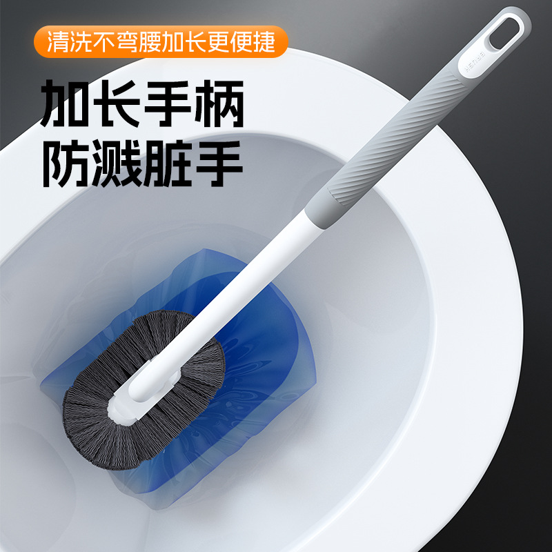 Toilet Brush Household No Dead Angle Wall Hanging Curved Long Handle Toilet Brush Toilet Cleaning Brush Soft Wool Toilet Brush
