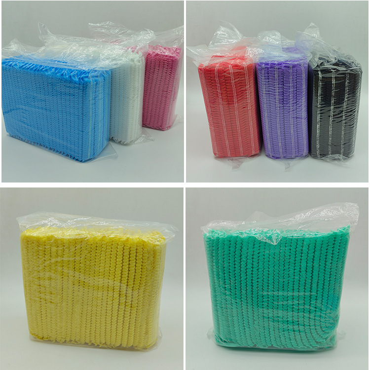 Disposable Hat Head Cover Non-woven Breathable Hair Net Chef Women's Kitchen Work Cap Anti-dust Workshop Strip Cap