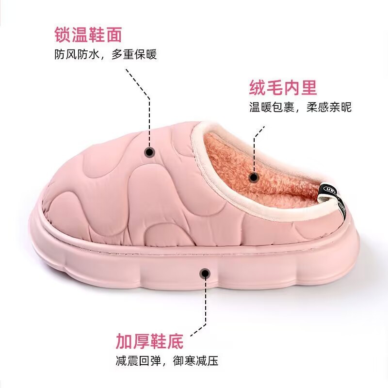 Home Cotton Slippers Women's Autumn and Winter Baotou Simple EVA New Indoor Home Non-slip Soft Bottom Cotton Slippers Men's