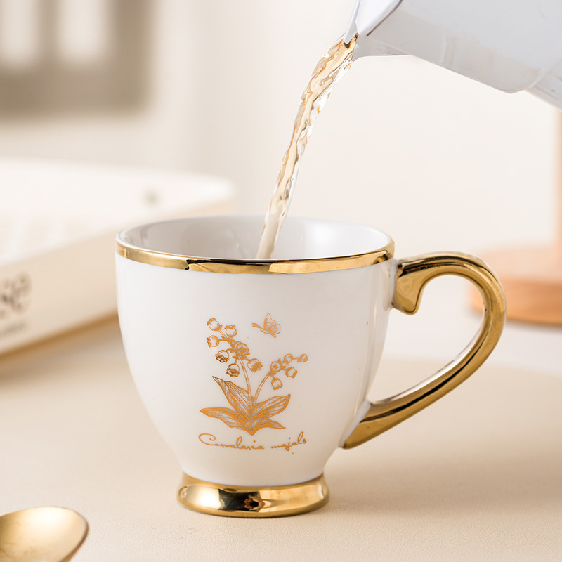 Creative Light Luxury Electroplated Ceramic Cup Home Office Afternoon Tea Restaurant Coffee Cup Souvenir Cup Mug