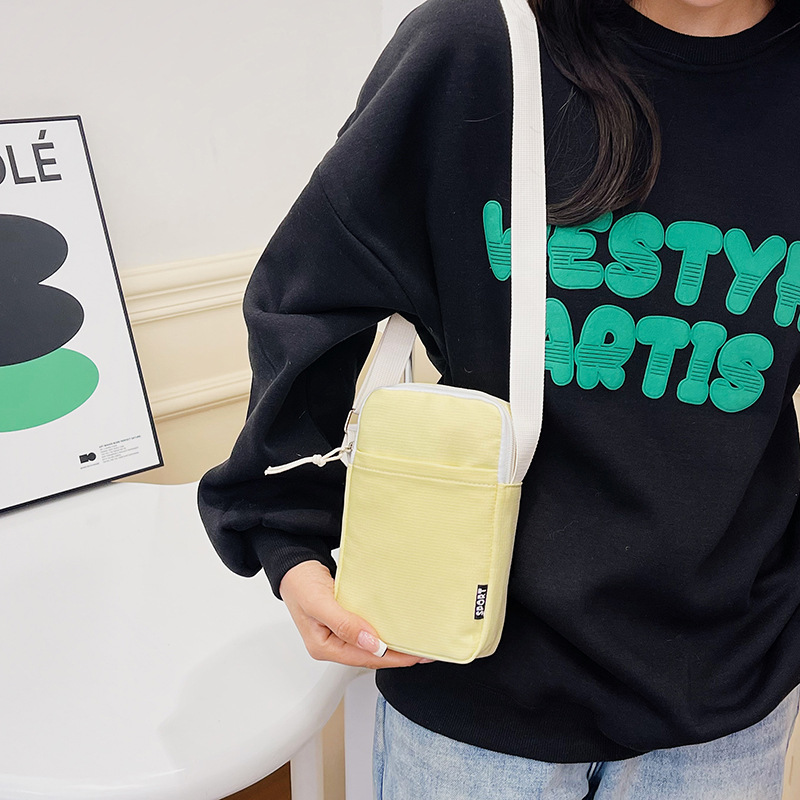 Сумка для мобильного телефона, женская, вертикальная, мини-сумка, корейская, холщовая