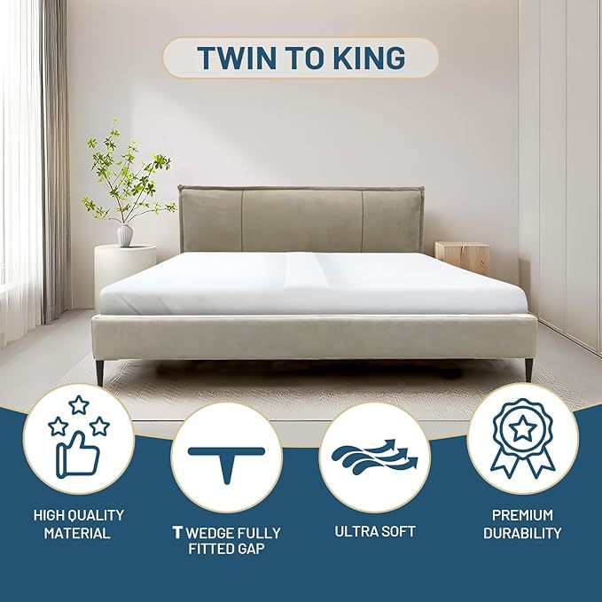 Portable Bed Bridge Split Mattress Gap Filler with Washable Cover for Guests Overnight Family Room Rental