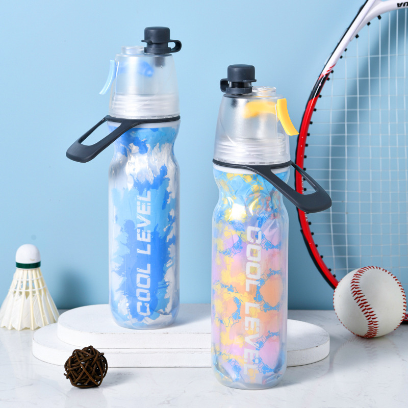 Spot Portable Leash Pe Spray Cup Multi-Functional Outdoor Sports Spray Bottle Double-Layer Cold Spray Water Cup