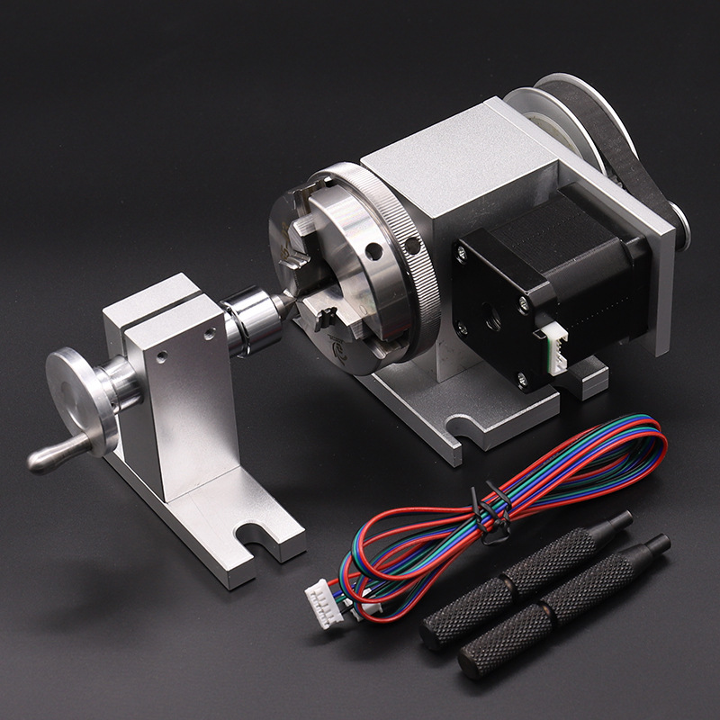 CNC engraving machine fourth axis rotation axis 65mm chuck CNC dividing head with thimble CNC tailstock