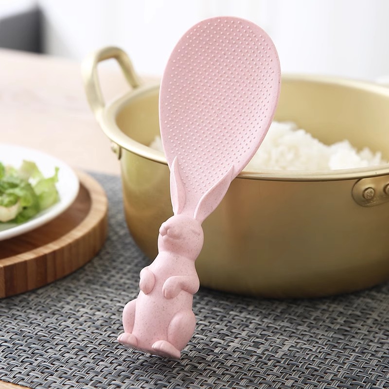 Vertical Rabbit Rice Spoon Non-stick Rice Kitchen Household Rice Shovel Wheat Straw Plastic Spoon