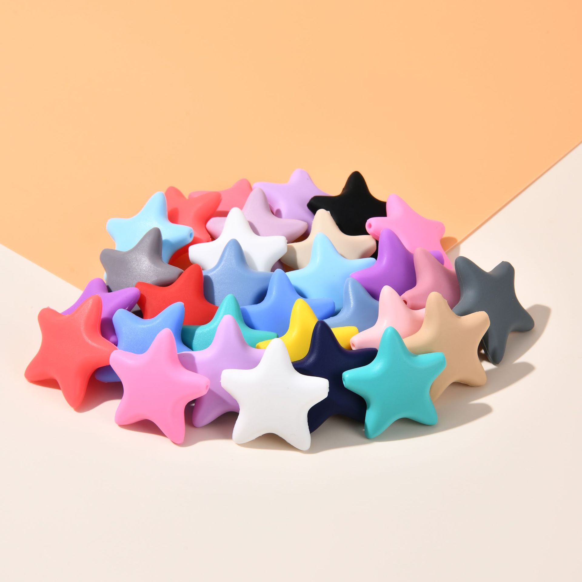Silicone Beads Five-Pointed Star Silicone Beads 35mm Kidsren's Teether Safety Loose Beads DIY Accessories Spot Wholesale Silicone Beads
