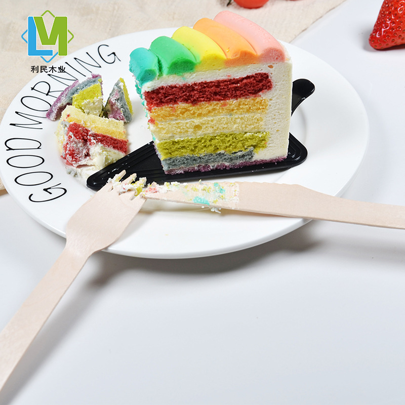 Wooden knife, fork and spoon tableware disposable independent Kraft paper OPP bag packaging try eating fork and spoon dessert can add logo