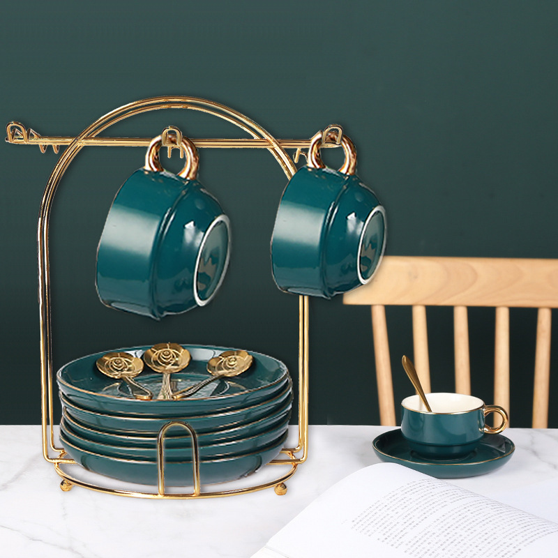 Manufacturer Wholesale Creative Coffee Cup and Saucer Rack Kitchen Storage Rack Household Hanging Rack Inverted Draining Cup Rack Draining Storage