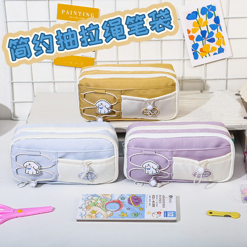 Новая многоуровневая сумка для ручек, большая вместимость, милый канцелярский ящик, канвас для учеников средней школы