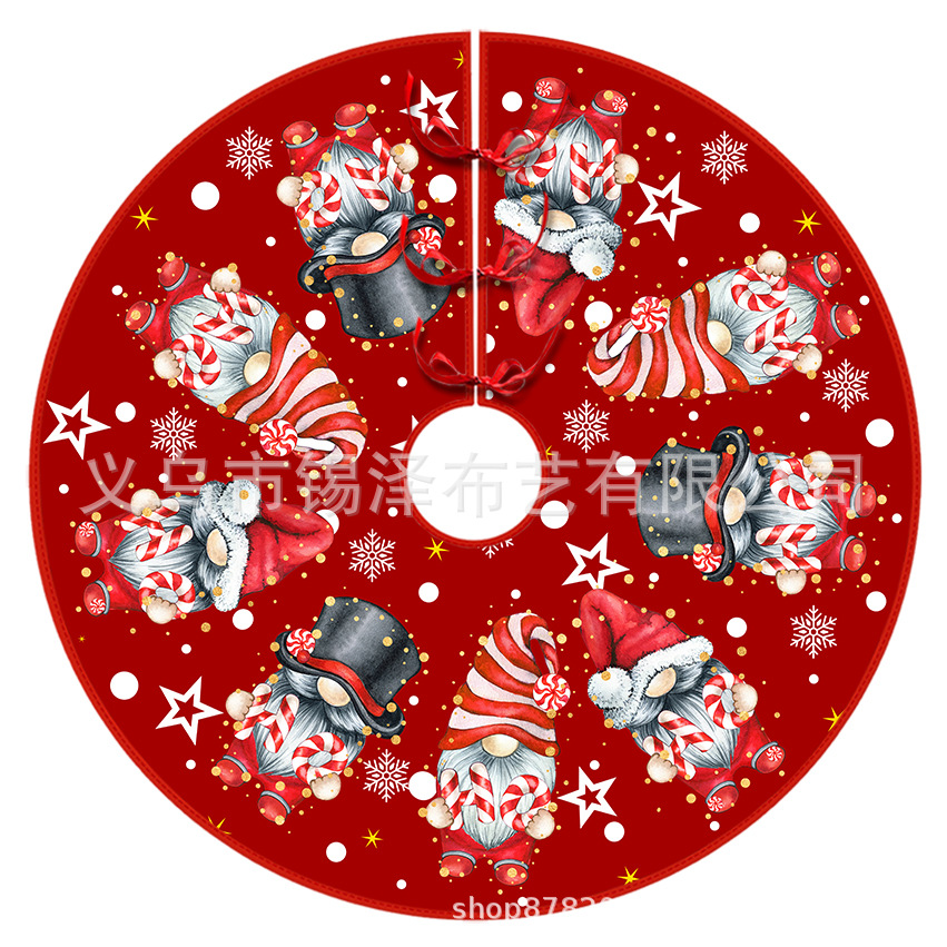 New Cross-Border Christmas Tree Skirt Tree Apron Creative Exquisite Print Christmas Decorations Wholesale
