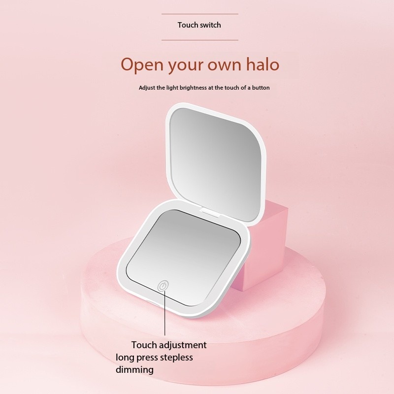 Handheld Flip-Top Led Makeup Mirror Fill-In Light Portable Charging Shein Xiyin Tm Cross-Border Popular Mirror Portable
