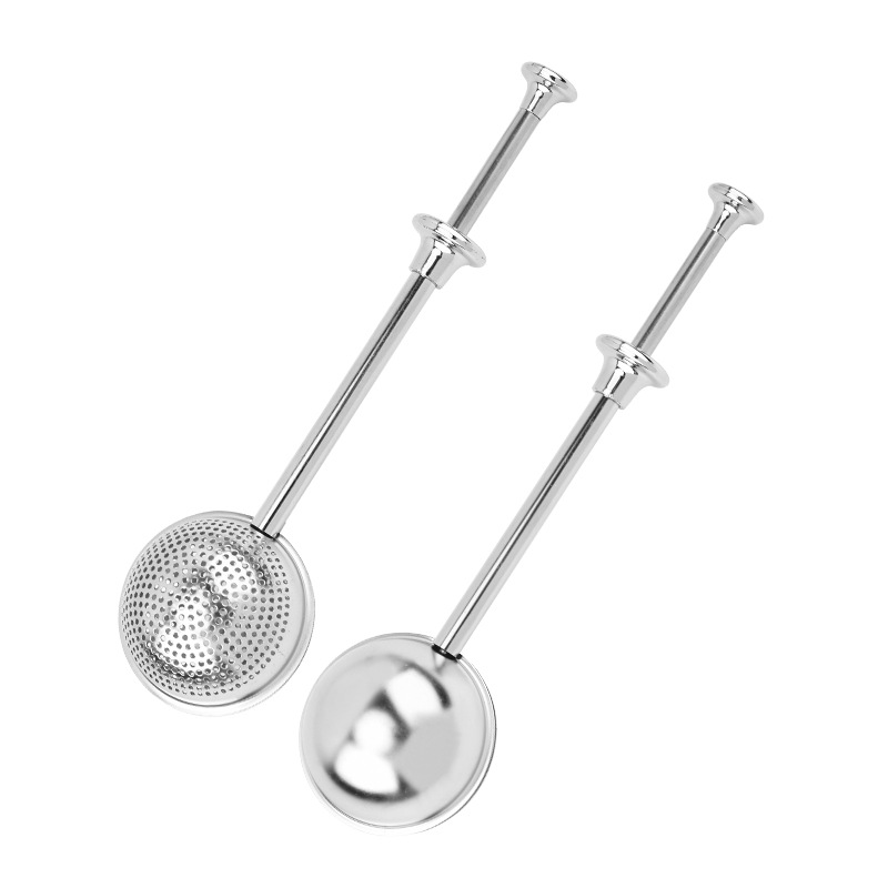 304 stainless steel tea strainer spherical push-type tea maker retractable tea strainer tea ball tea filter wholesale