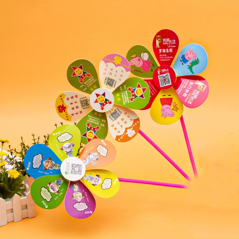 Advertising windmill printing logo two-dimensional code to promote kindergarten enrollment four-leaf toy enterprises customized