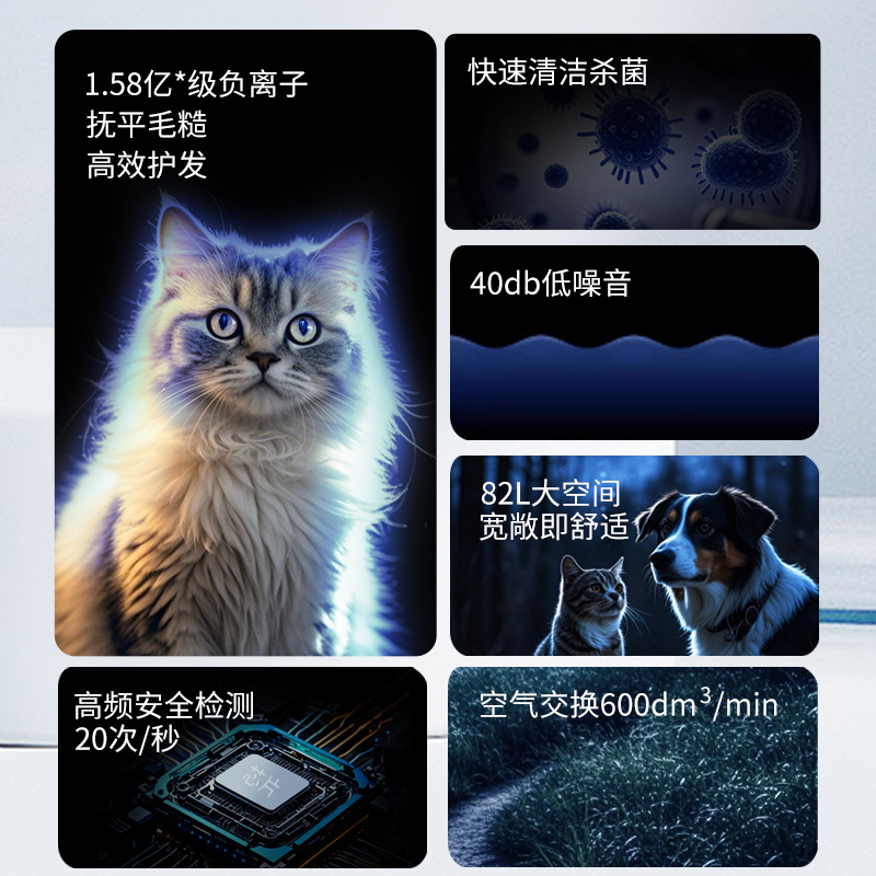 Pet drying box dog cat universal dryer 82L large capacity double wind intelligent hair drying machine automatic drying box