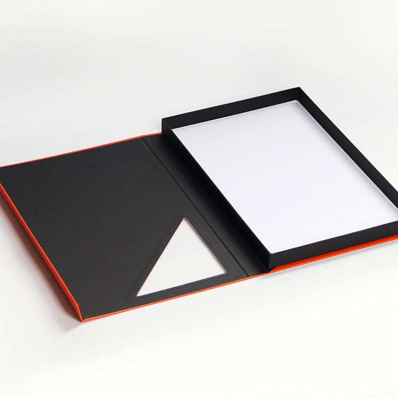 Gift Box Custom Scarf Box Transparent Flip Lid Scarf Box Orange Special Paper Embossed Book Box Satchel Set