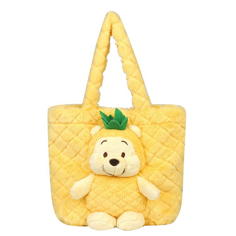 2023 Winter New Large Capacity Cute Pineapple Pooh Sweet Girl's Shoulder Bag Street All-match Plush Women's Bag