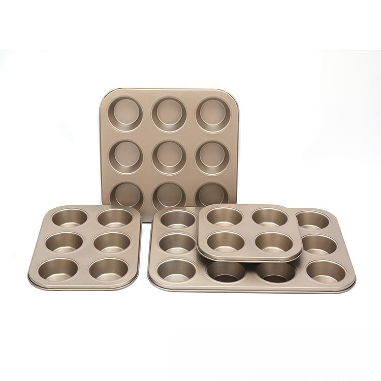 4/6/9/12 Even Carbon Steel Cake Mold Mafen Cup Even Mold Baking Pan Household Pudding Baking Tools