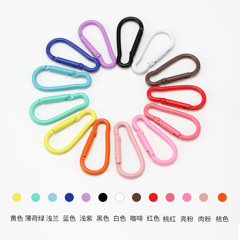 Factory wholesale color alloy quick-hanging buckle paint macaron yellow keychain gourd-shaped D-shaped carabiner