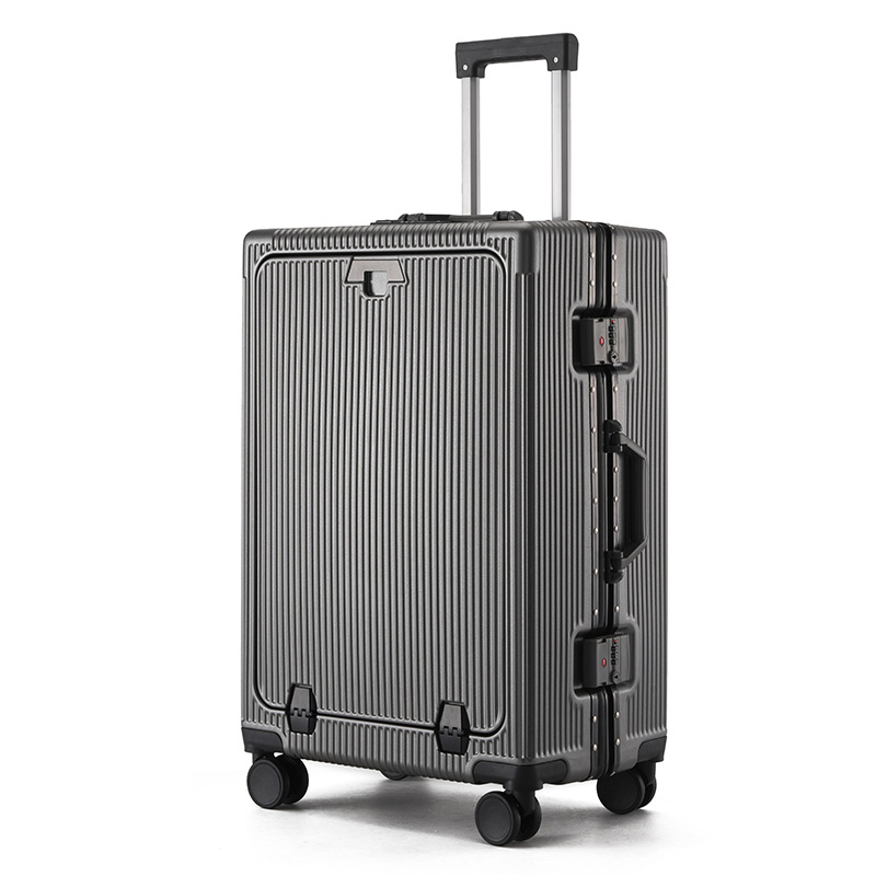 Front opening multi-function student pull rod aluminum frame computer luggage men's and women's universal wheel boarding code travel box