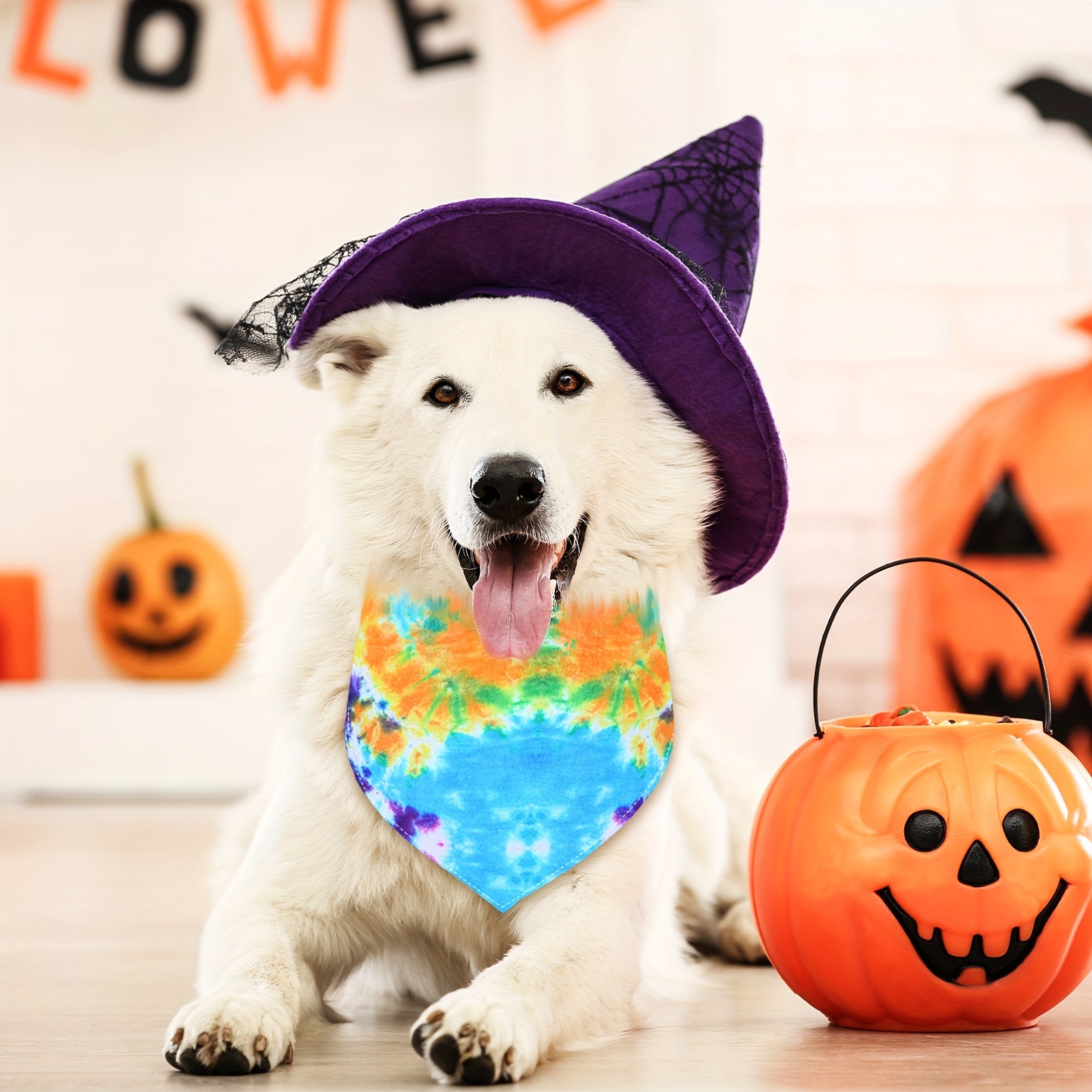 2025 New Cross-Border Dropshipping Tie-Dye Dog Headscarf Spring Dog Cross-Border Dropshipping