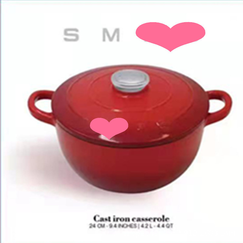 Foreign Trade SM Smya EG24CM Cast Iron Enamel Pot Soup Pot Retro Enamel Pot with Lid General Purpose for Gas Induction Cooker