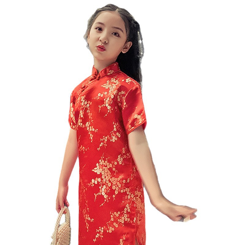 2025 children's cheongsam new summer and autumn retro western style princess dress Chinese style little girl dress wholesale